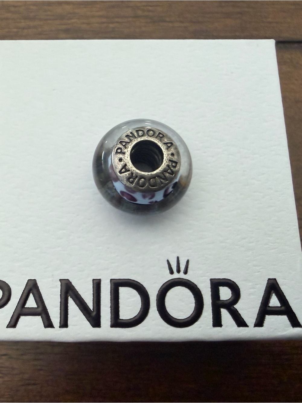 Pandora Authentic Purple Leopard Glass Charm Import S925 ALE Collectors - Picture 2 of 4